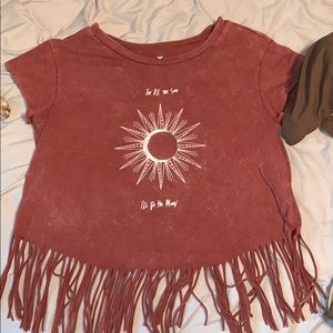 American Eagle Crop Top with Fringe